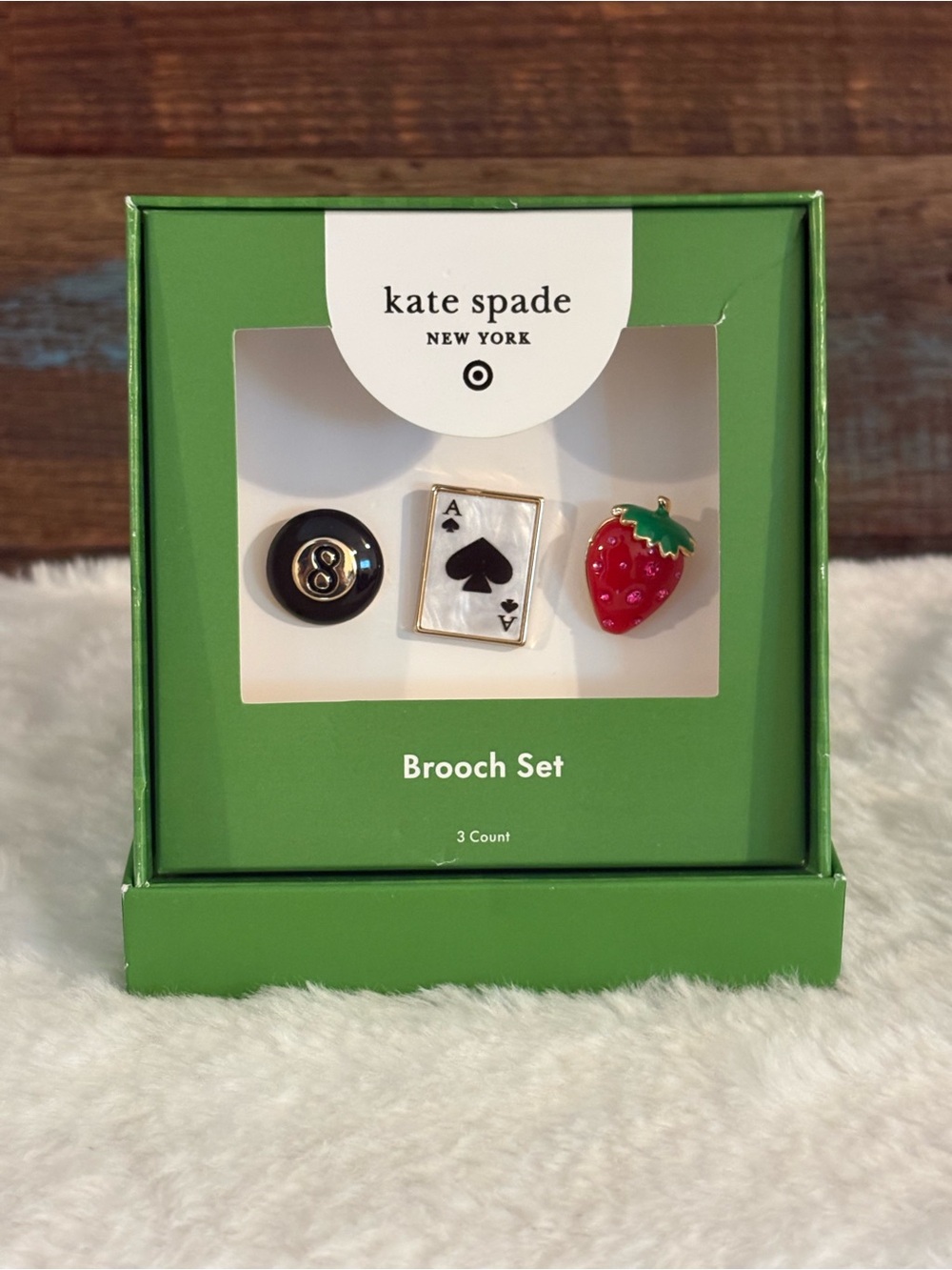 kate spade Brooch Set - Black, White & Red Enamel Pins